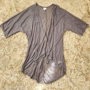 Lularoe Lindsay Kimono Sheer Gray‎ with Floral Pattern Oversized Fit Size Small